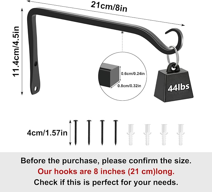 Gtongoko 2 Pack 8 Inch Metal Plant Hangers Wall Hooks - Image 2