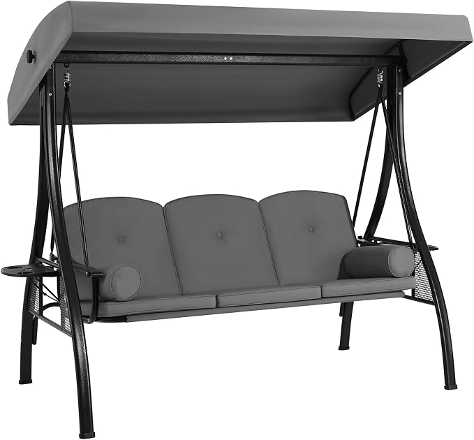 HOMREST 3 Seat Outdoor Porch Swing by HOMREST