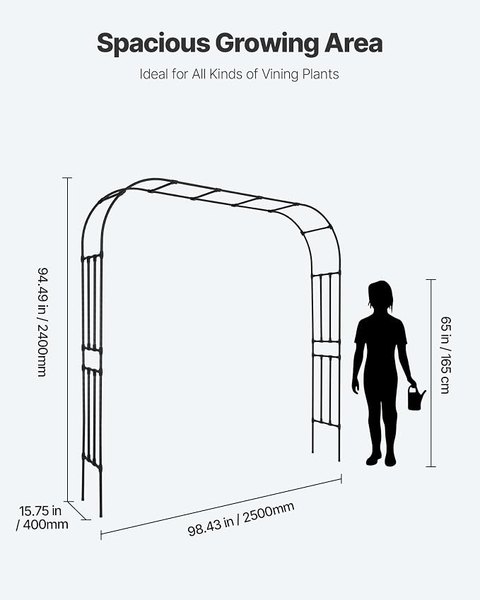 VEVOR Garden Arbor, 94.5 x 98.5 x 15.8 in Metal Archway, Sturdy Outdoor Trellis - Image 5