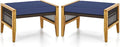 Tangkula Set of 2 Outdoor Ottomans, Patio Acacia Wood Ottomans by TANGKULA