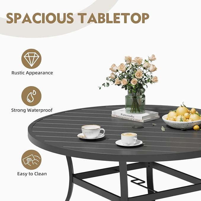 MELLCOM 53'' Round Outdoor Dining Table - Image 6