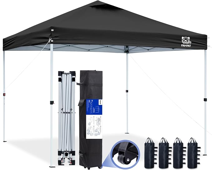 10x10 Pop Up Canopy Tent, 300D Silver-Coating Top, 1-Person Setup Commercial by FANPATUS