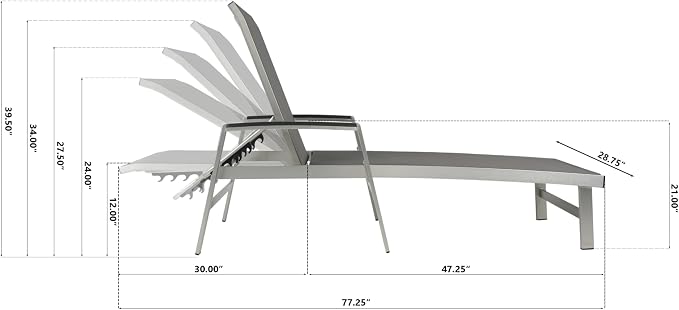 Christopher Knight Home Patio Aluminum Chaise Lounge, Adjustable Mesh Chaise - Image 2