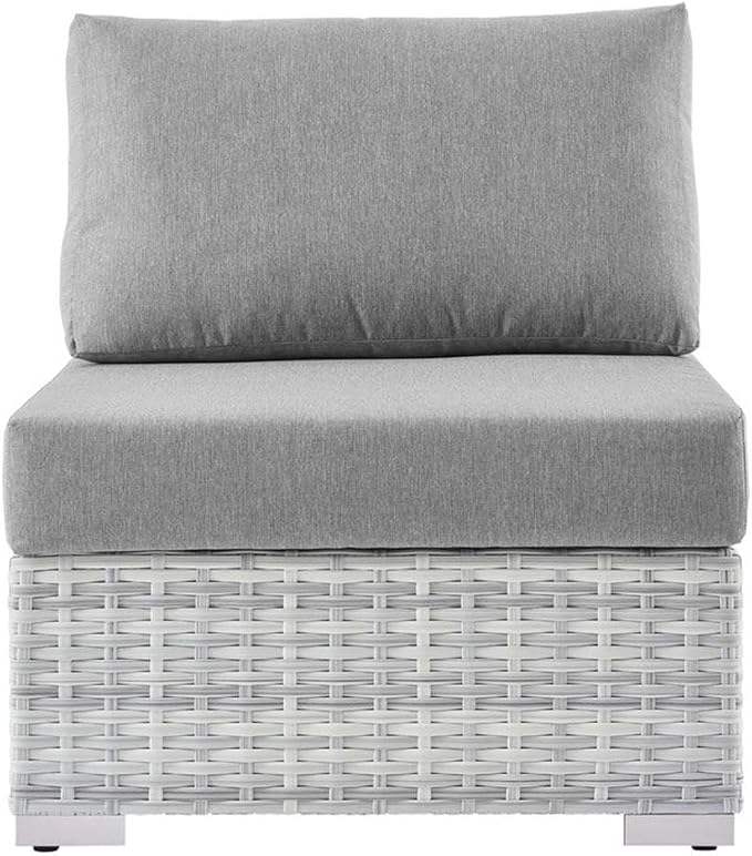 Modway Convene Wicker Rattan Outdoor Patio Armless Chair in Light Gray Gray - Image 4