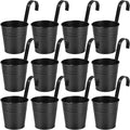 OBTANIM 12 Pack Metal Hanging Flower Pots Railing Planter Outdoor Fence Hanging by OBTANIM