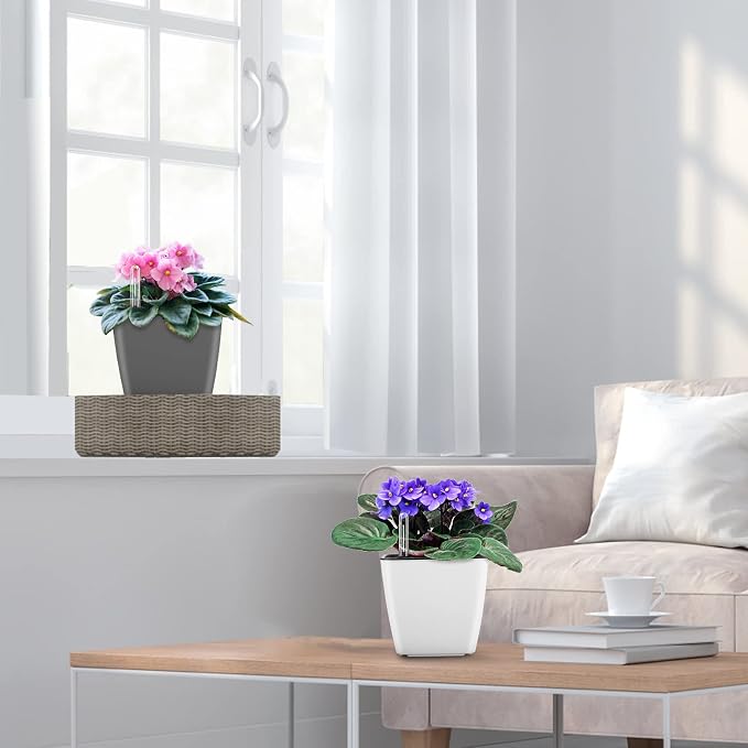 Self Watering Planters for Indoor Plants : 5 inch 6 Pack Grey Planter - Image 5