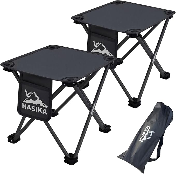 HASIKA Collapsible Stool Foot Rest 2 Pack Folding Stool Portable Outdoor by Hasika
