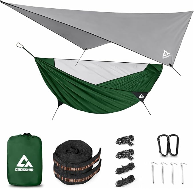 Camping Hammock with Mosquito Net and RainFly Tarp by CROSSHIP