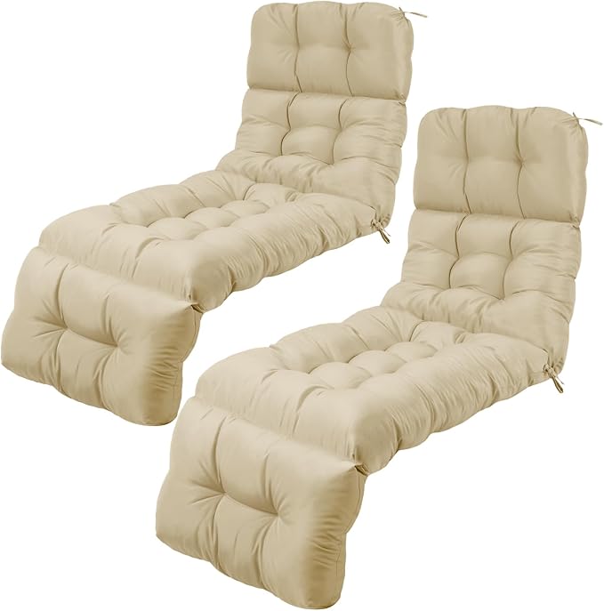 Outdoor Chaise Lounge Chair Cushion 72 x 22 x 4.21 Inches Thick Tufted Patio by DoubleFill