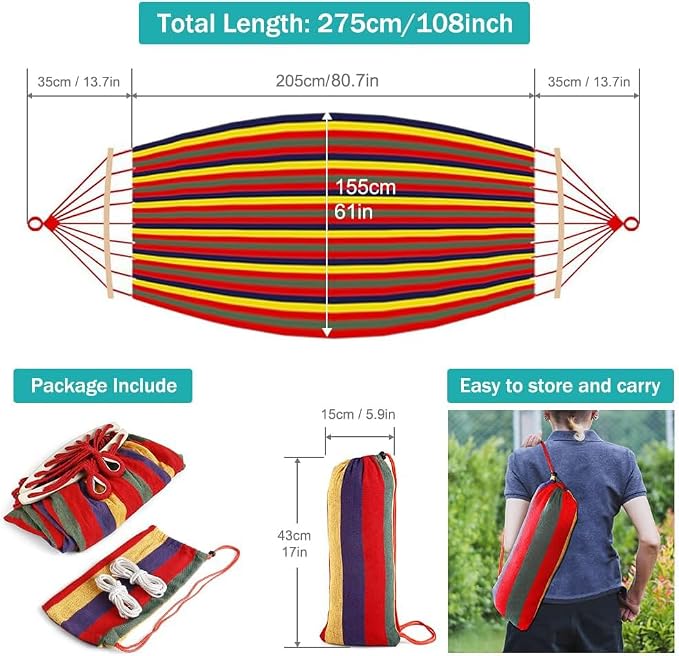 MOSFiATA Camping Hammock 550lb Upgraded Thickened 320G Durable Canvas Fabric - Image 3