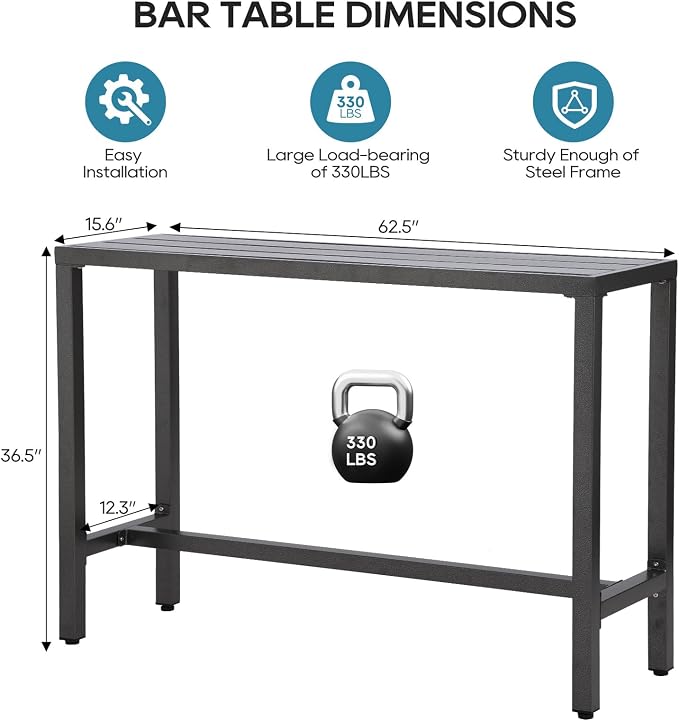Outdoor Bar Table, Patio Console Pub Height Tables - Image 3
