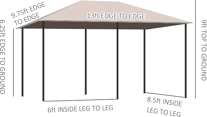 Outsunny 10' x 13' Outdoor Patio Gazebo Canopy Shelter - Image 7
