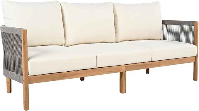 Christopher Knight Home Havets 77"W Outdoor 3 Seater Sofa, Acacia Wood Bench - Image 7