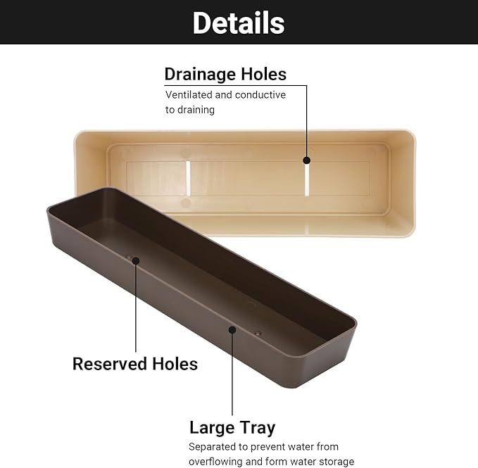 GREANER Planter Windowsill Box, 1 Pack 12x3.8 Inch Herb Rectangle Planter - Image 3