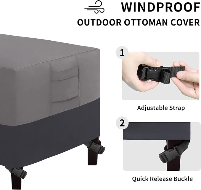 Easy-Going Outdoor Ottoman Cover, Heavy Duty Waterproof Patio Furniture Cover - Image 5