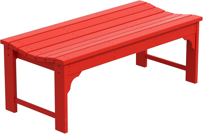 WO Home Furniture Outdoor 46" Backless HDPE Adirondack Bench, Poly Lumber Seat - Image 4