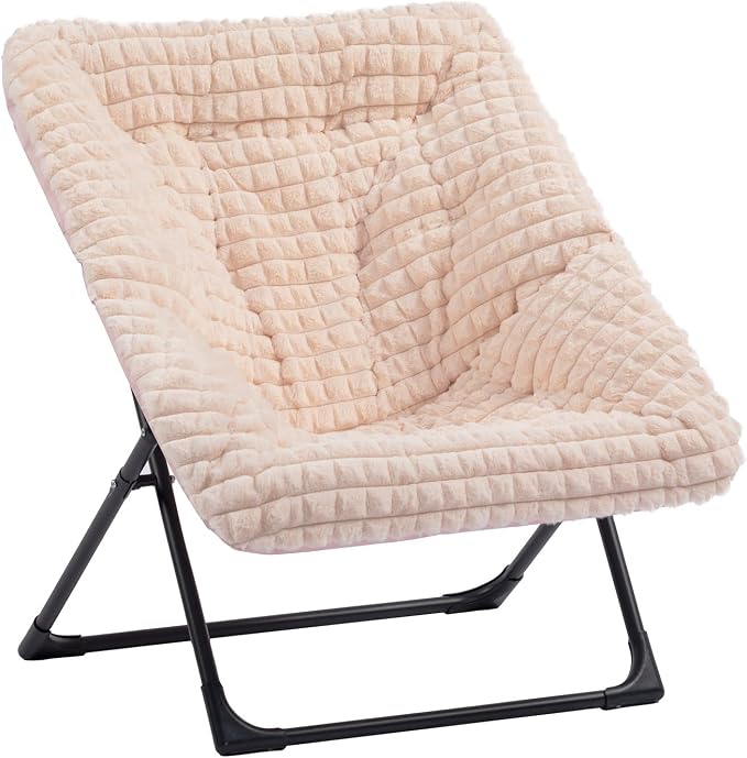 HollyHOME X-Large Saucer Chair, Comfy Oversized Folding Chair, Faux-Fur Reading by HollyHOME