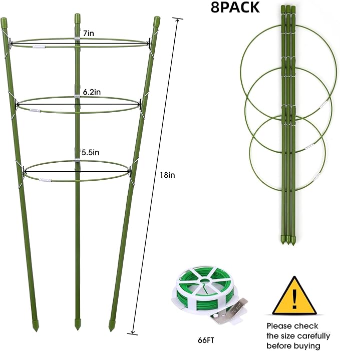 8 Pack Plant Support Tomato Cages - Image 2