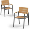 Outdoor Patio Dining Chairs Set of 2, Aluminum & HDPS All-Weather Dining Chairs by ComfCove
