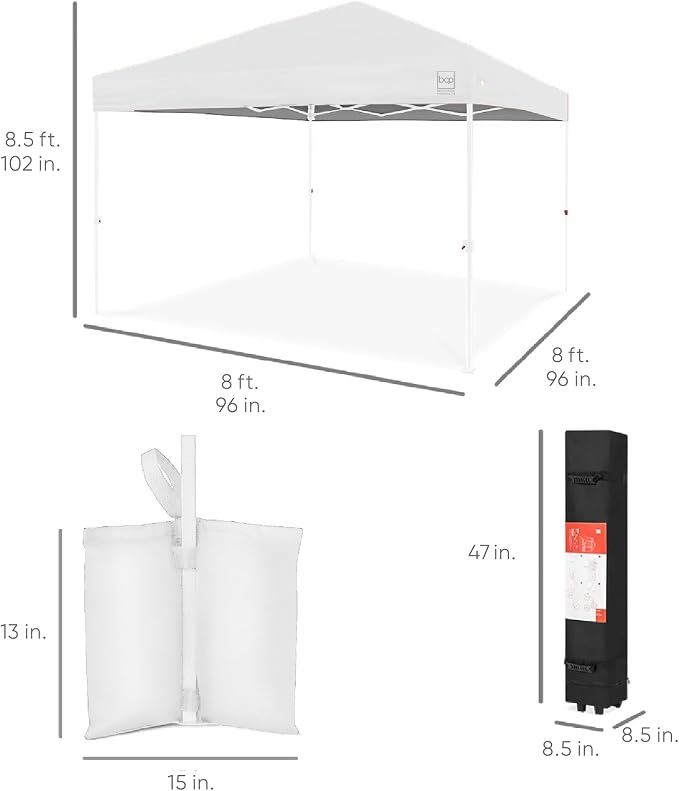 Best Choice Products 8x8ft Pop Up Canopy Tent, Outdoor Shade, 1 Person 1 Minute - Image 8
