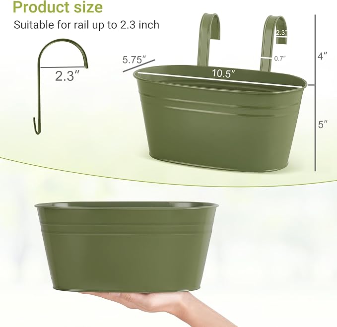 Dahey 10.5 Inch Metal Iron Hanging Flower Pots - Image 2