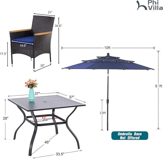 PHI VILLA 6 pcs Patio Dining Set - Image 8