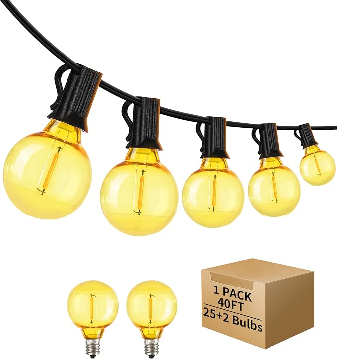 40FT LED Outdoor String Lights Waterproof, G40 LED Globe Outdoor Lights by ShineU