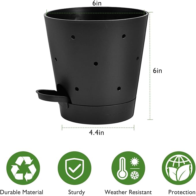 Orchid Pots with Holes, 6 Inch Self Watering Orchid Pot 2 Pack Plastic Plant - Image 5