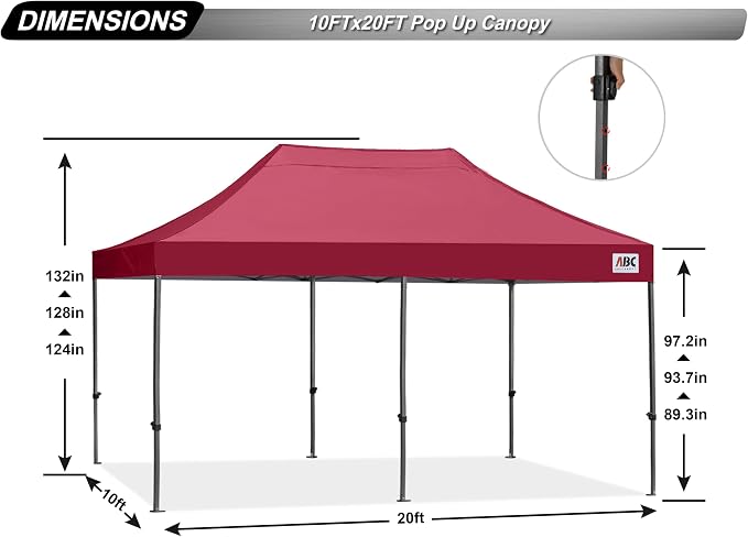 ABCCANOPY Patio Pop Up Canopy Tent 10x20 Commercial-Series - Image 4