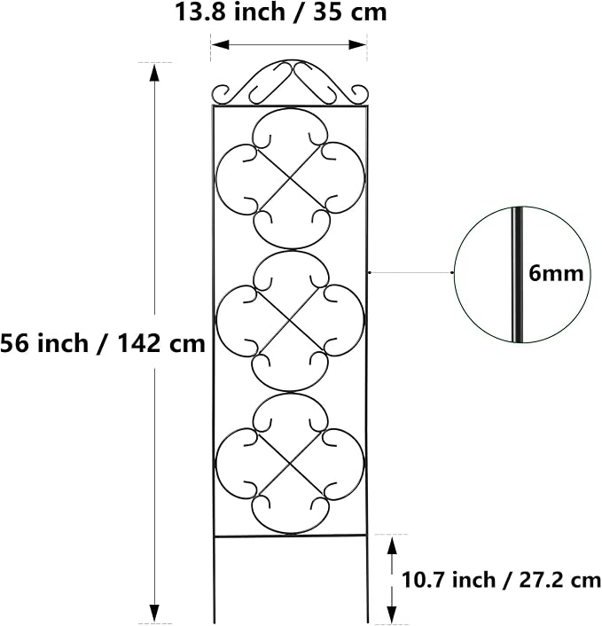 Garden Trellis 4 Pack 56'' H x 13.8'' W Metal Plant Climbing Trellis Suitable - Image 3