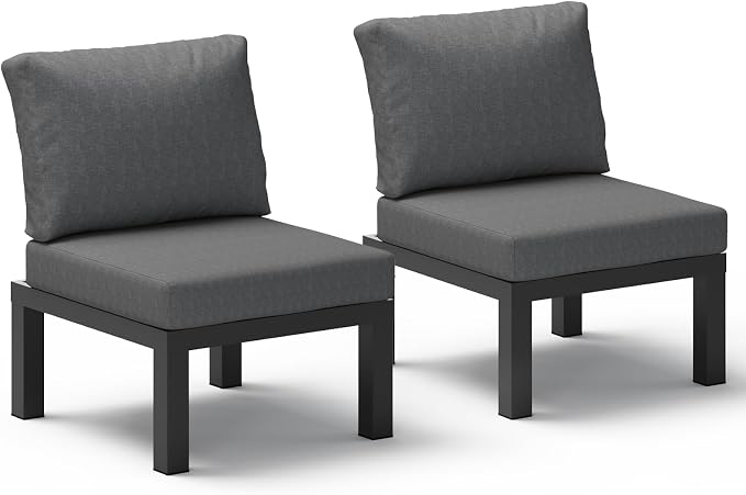 Aluminum Outdoor Patio Sofa Set, 2 Seats Modular Sectional Single Seat Sofa by Oasbira