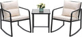 Devoko 3 Piece Rocking Bistro Set Wicker Patio Outdoor Furniture Porch Chairs by DEVOKO