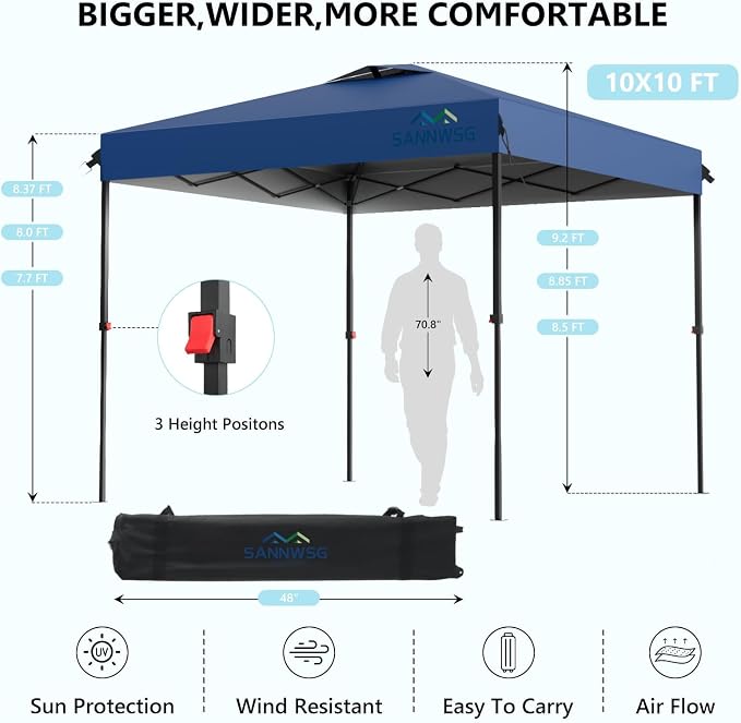 10X10 Pop Up Canopy Tent with 3 Sidewalls, Easy Up Canopy, Commercial Instant - Image 2