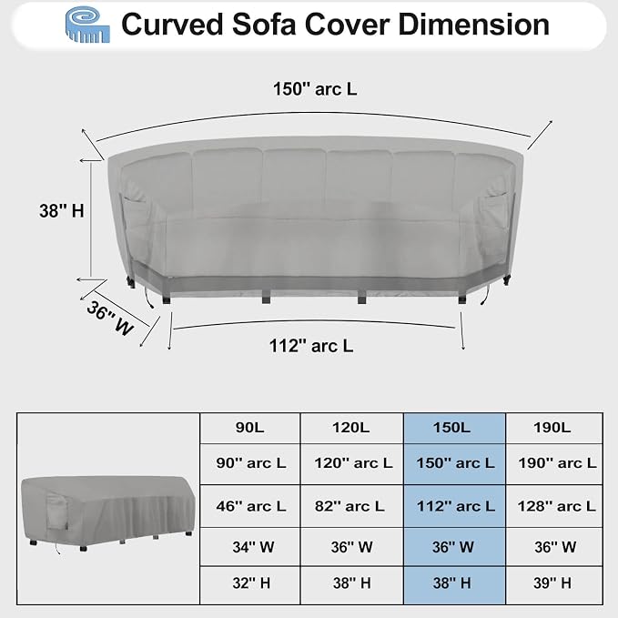 OutdoorLines Waterproof Curved Outdoor Sectional Cover - Image 2