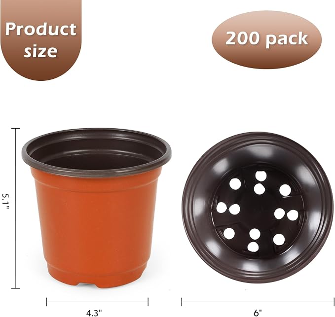 200 Pack 6 Inch Plastic Nursery Pots - Image 2
