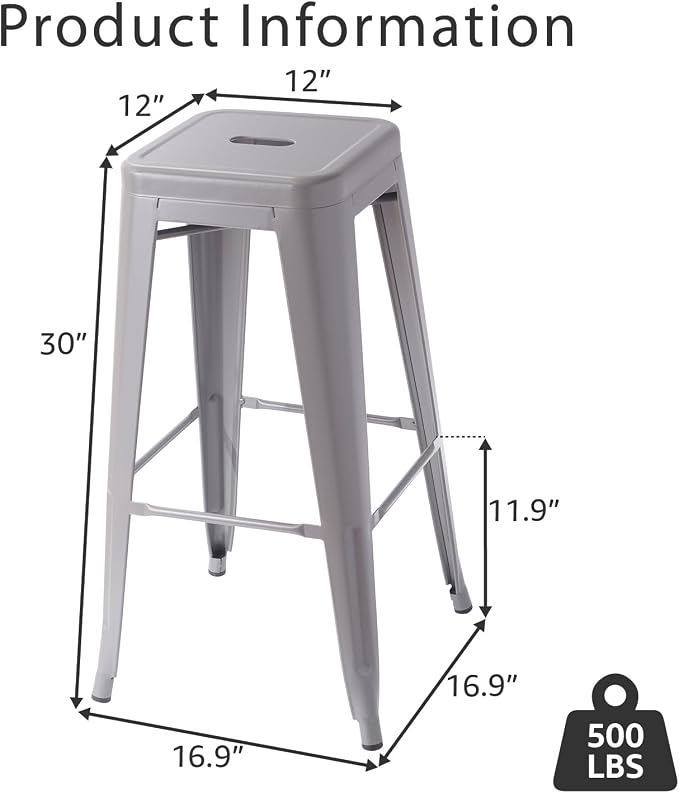 Stackable Metal Bar Stool Backless Indoor-Outdoor Counter Stools Fullmetal - Image 3