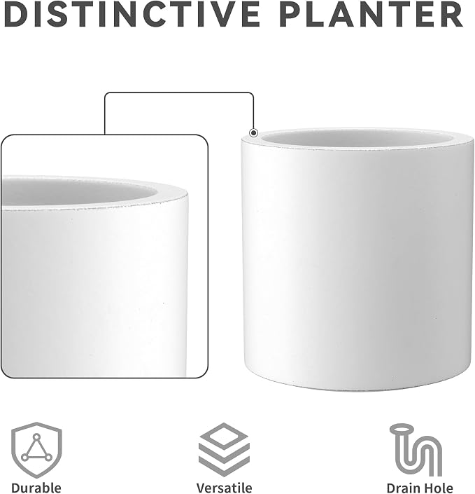 Kante 12.6" Dia Round Concrete Planter, Modern Style Large Cylindrical Plant Pot - Image 8