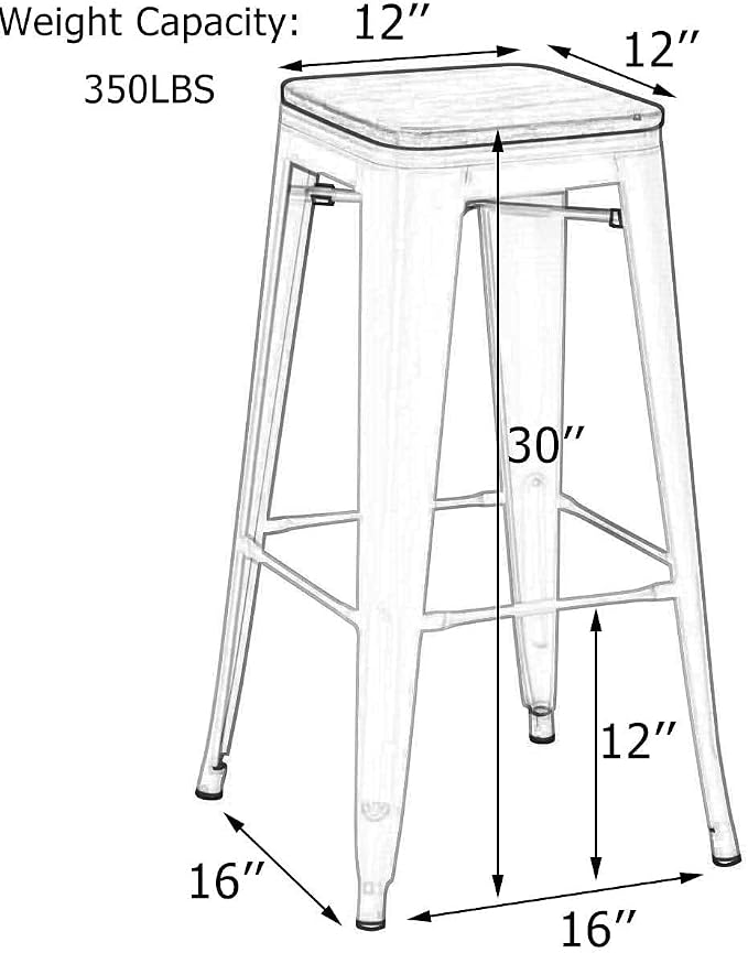 Andeworld Bar Stools Set of 4 Stackable Metal Bar Stools Industrial Bar Height - Image 2