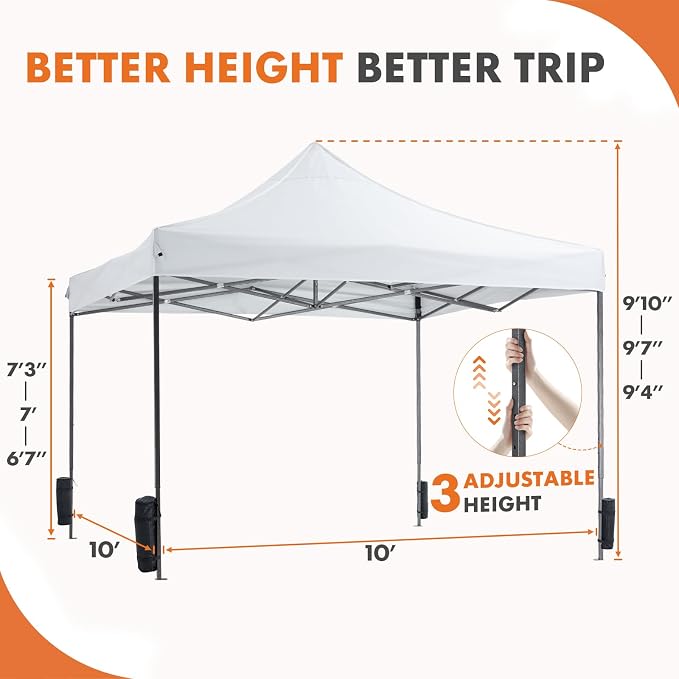 OLIXIS 10x10 Ft Pop Up Canopy Tent, Waterproof Portable Outdoor Shade Canopy - Image 2