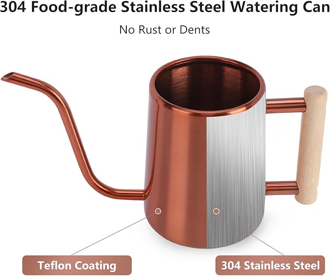 Watering Can Indoor Plants, 35 oz/1000 ml Metal Stainless Steel Watering Can Pot - Image 3