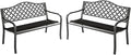 MFSTUDIO Outdoor Metal Bench Set of 2, Cast Iron Frame Patio Furniture by MFSTUDIO