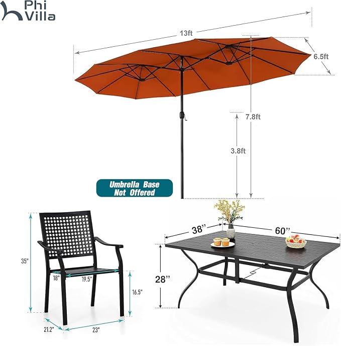 PHI VILLA 7 Pieces Outdoor Dining Set - Image 9