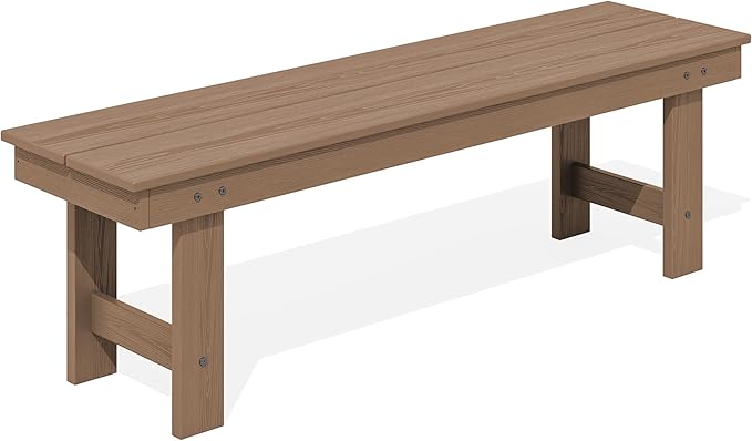 SERWALL 2-Person Outdoor Bench Backless, HDPE Outdoor Benches Weatherproof by SERWALL