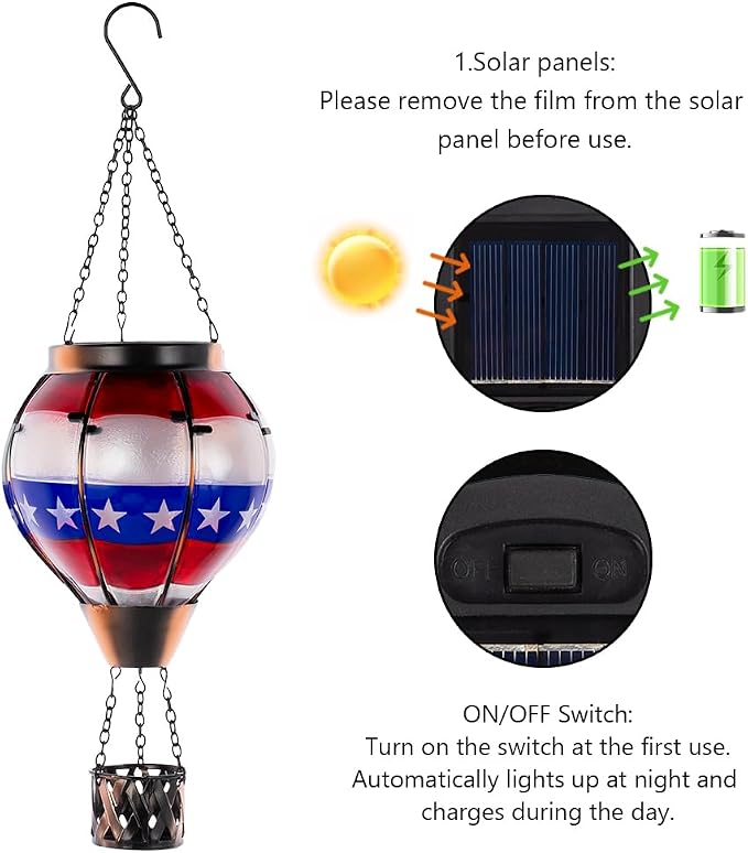 DREAMSOUL 2 PCS Flag Solar Hot Air Balloon Lantern - Image 8