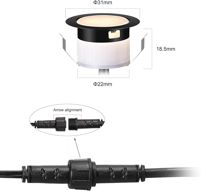 LED Deck Light Kits Warm White, Φ1.22 Recessed Step Light 12 Pack - Image 5