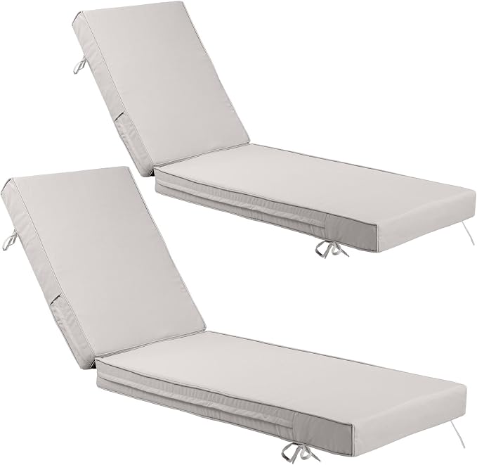 Chaise Lounge Cushions Outdoor Set of 2, Waterproof & Fade Resistant Patio by SXIORMHJ