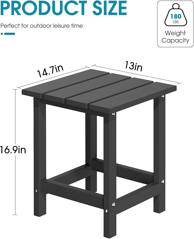 MUCHENGHY Adirondack Outdoor Side Table, 14.7" Patio Side Table Weather - Image 3