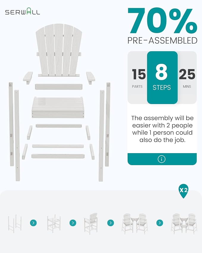 SERWALL Tall Adirondack Chairs Set of 2 - Image 7