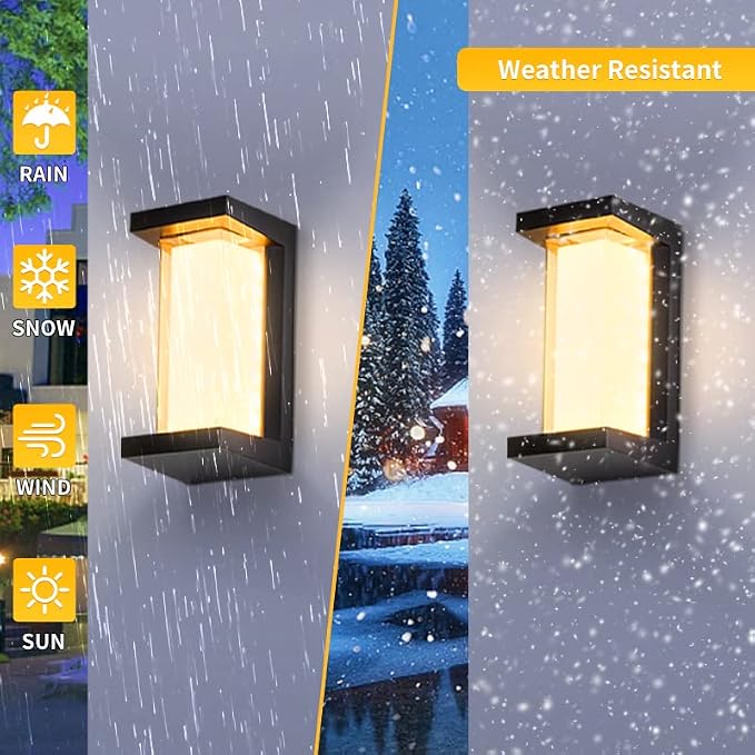 LANFU 3000K LED 18W Aluminum Rectangular Outdoor Wall Sconce Exterior Light - Image 4