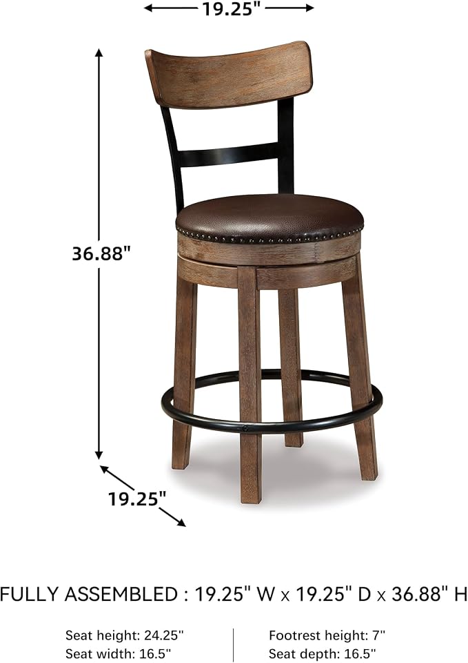 Signature Design by Ashley Pinnadel |24.25" Counter-Height Swivel Bar Stool – - Image 3